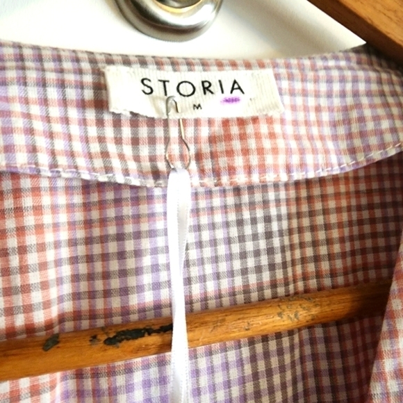 STORIA Plaid Wrap Dress Size M - Picture 3 of 4